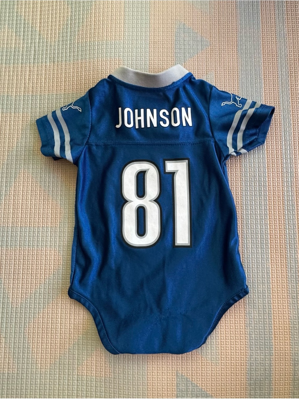 Detroit loins NFL Blue Infant #81 Johnson Football Jersey Bodysuit